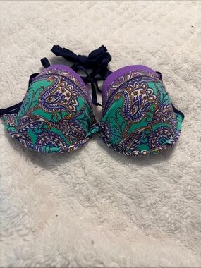 Paisley Push-Up Bikini Top in Teal & Purple